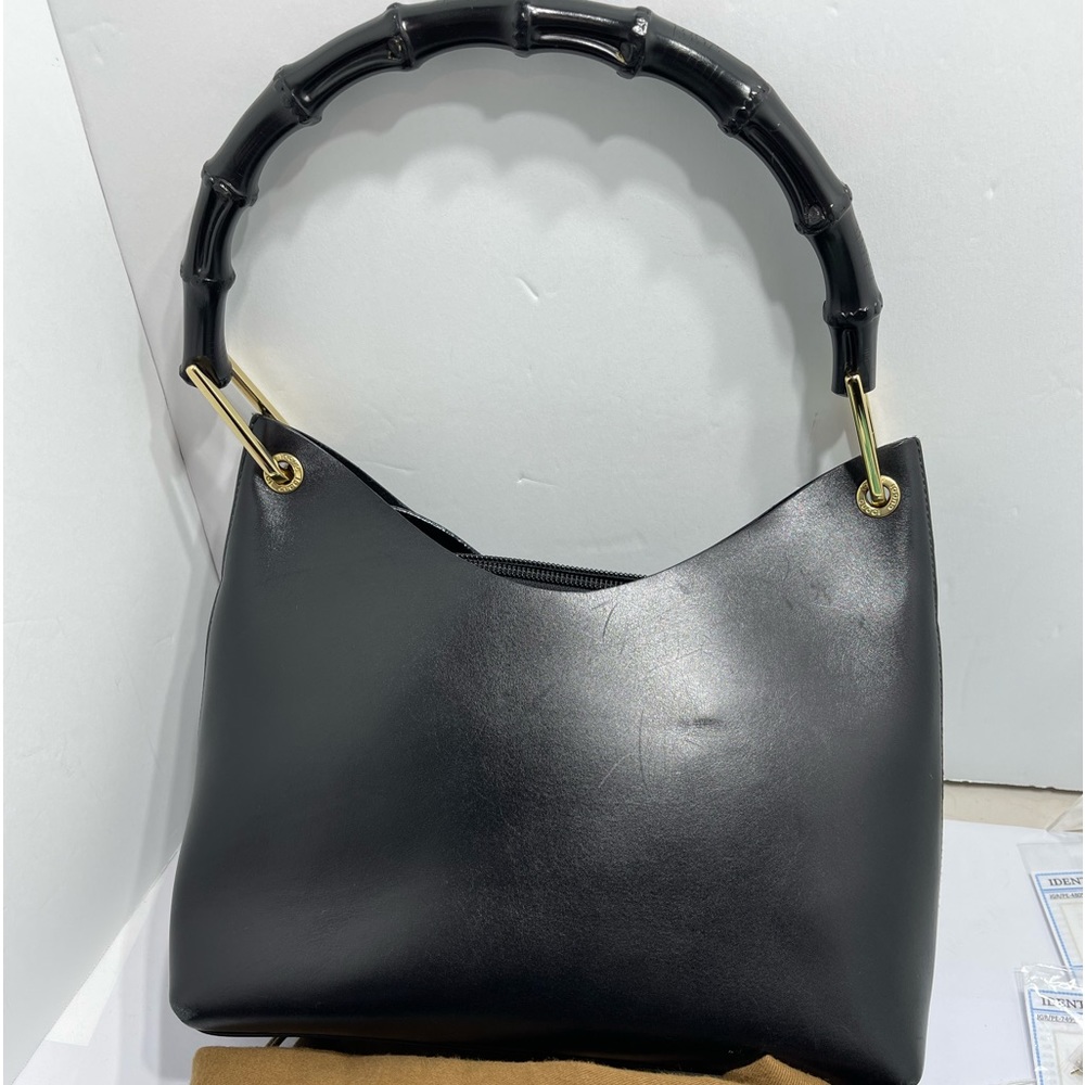 Gucci Bamboo Hand Bag in Black leather with dust bag